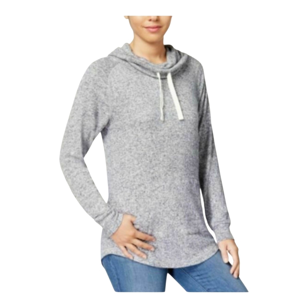 Ultra Flirt Women's Cowl Neck Sweater Size S Gray Long Sleeve Sof Stretch